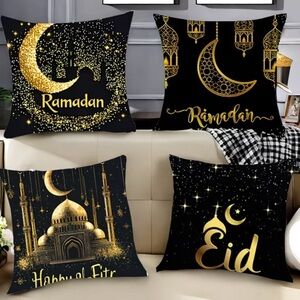 New Black and Gold Ramadan Eid Pillow Covers set